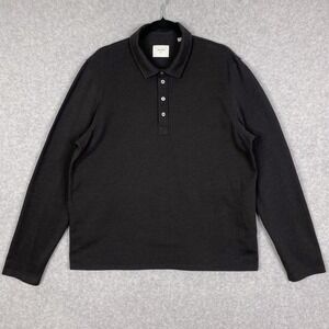 Billy Reid Shirt Mens XL Dark Grey Polo Long Sleeve